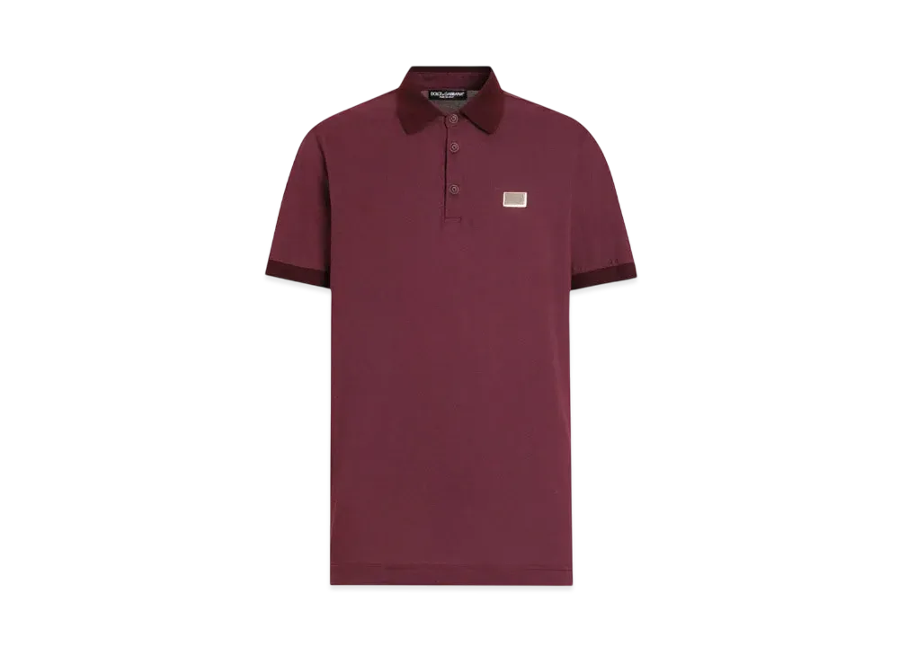 DOLCE&GABBANA Cotton Polo-Shirt With Logo Tag "Burgundy"