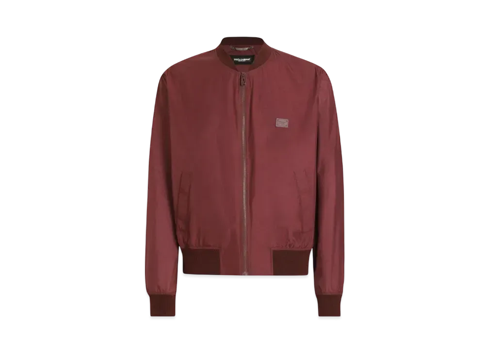 DOLCE&GABBANA Technical Fabric Bomber Jacket With Tag "Burgundy"