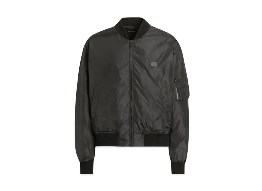 DOLCE&GABBANA Padded Technical Fabric Bomber Jacket With Tag "Black"