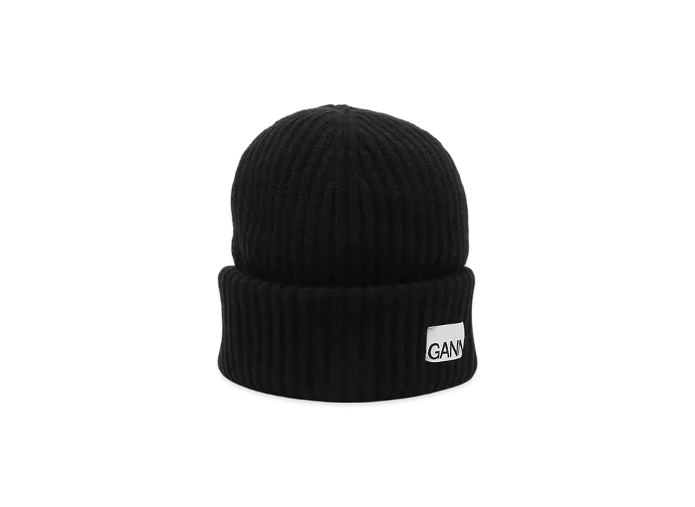 GANNI Structured Rib Beanie "Black"