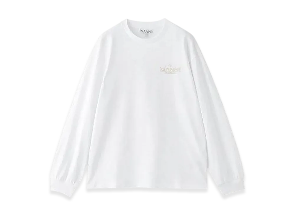 GANNI Future Heavy Jersey Palm Long Sleeve T-Shirt "White"