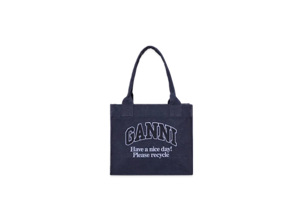 GANNI Denim Large Tote Bag "Dark Navy"