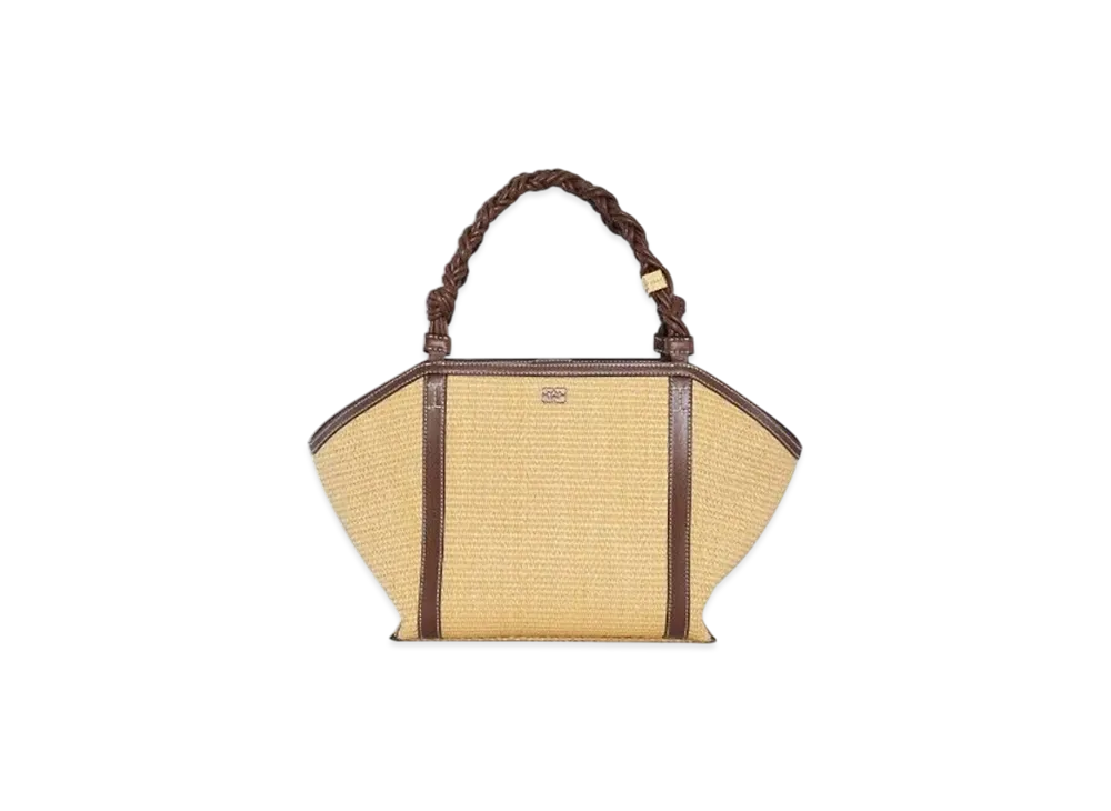 GANNI Bou Medium Tote Raffia Bag "Nature"