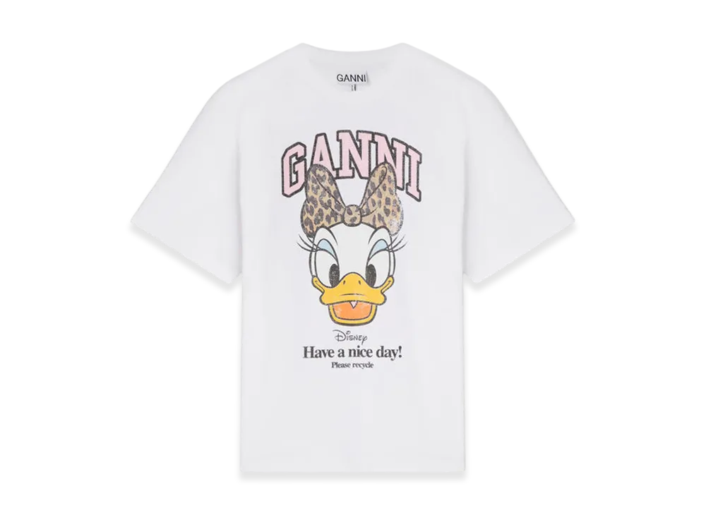 GANNI x Disney Daisy Duck White Printed T-Shirt "Bright White"
