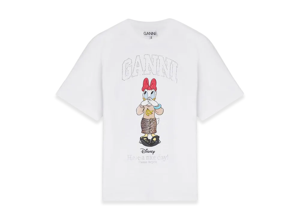 GANNI x Disney Daisy Duck White Printed T-Shirt "Bright White"