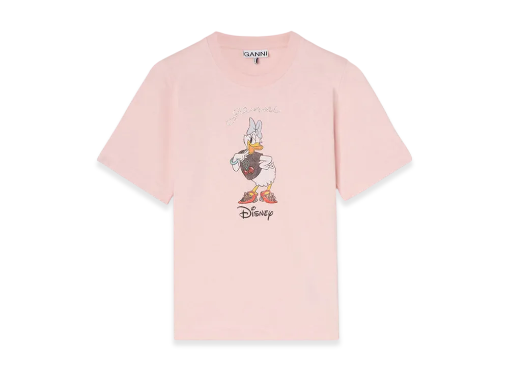 GANNI x Disney Daisy Duck Pink Printed Baby Fit T-Shirt "Chalk Pink"
