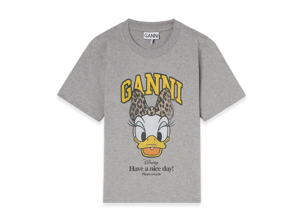GANNI x Disney Daisy Duck Grey Printed Baby Fit T-Shirt "Paloma"