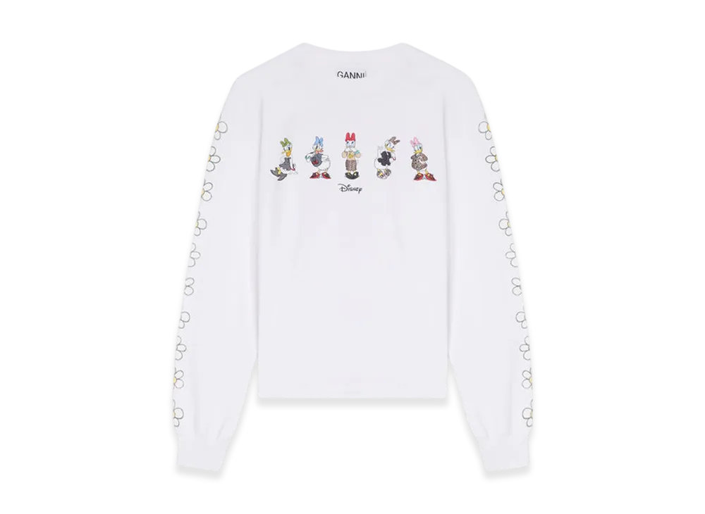GANNI x Disney Daisy Duck White Long Sleeves T-Shirt "Bright White"