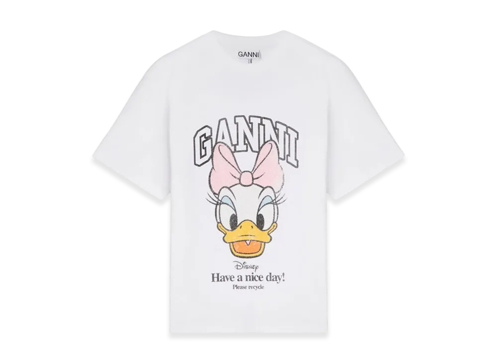 GANNI x Disney Daisy Duck White Printed T-Shirt "Bright White"
