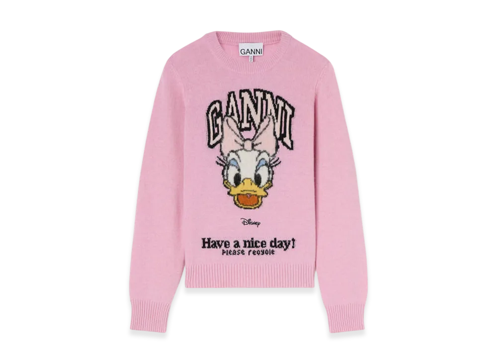 GANNI x Disney Daisy Duck Graphic Wool Jumper "Chalk Pink"