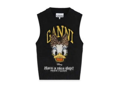GANNI x Disney Daisy Duck Graphic Wool Vest "Phantom"