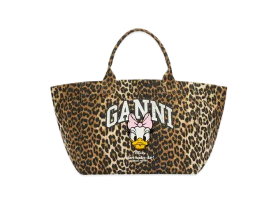 GANNI x Disney Daisy Duck Leopard XXL Tote "Almond Milk"