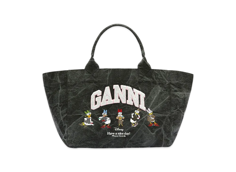 GANNI x Disney Daisy Duck Bleached Medium Tote "Black Oyster"