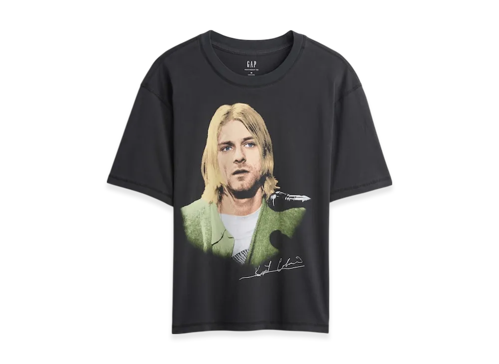 GAP Kurt Cobain Relaxed Cropped Graphic T-Shirt "True Black"