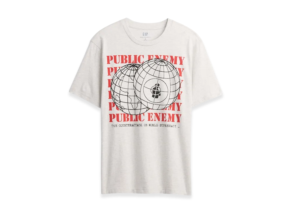 GAP Public Enemy Relaxed Graphic T-Shirt "Pale Heather Gray"