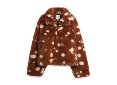 Gap x Sandy Liang Women's Spotted Vegan Fur Half-Zip Pullover "Brown"