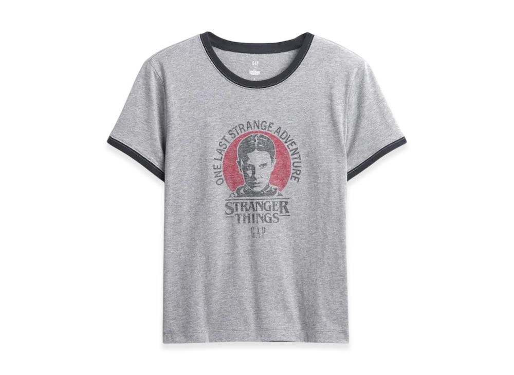 Gap x Stranger Things Organic Cotton VintageSoft Cropped T-shirt "Heather Grey"