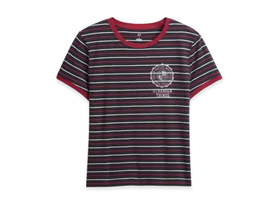 Gap x Stranger Things Organic Cotton VintageSoft Cropped T-shirt "Multi Red Stripe"