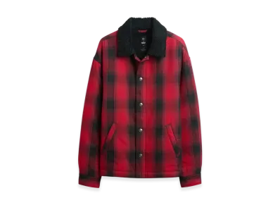 Gap x Stranger Things Sherpa Lined Shacket "Red Plaid"