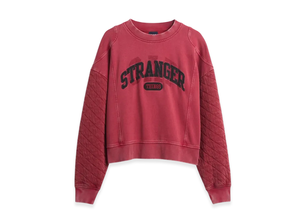 Gap x Stranger Things Quilted Sleeve GAP Logo Sweatshirt "New Classic Red"
