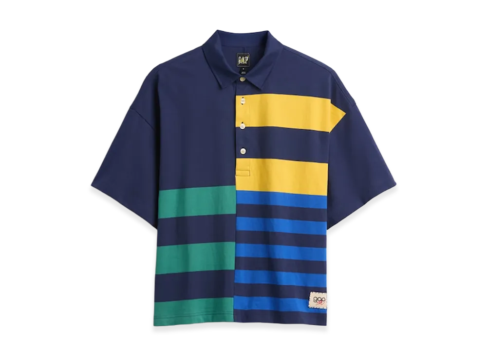 Gap x Sean Wotherspoon Oversized Mixed Stripe Boxy Polo Shirt "Multi Stripe Blue"