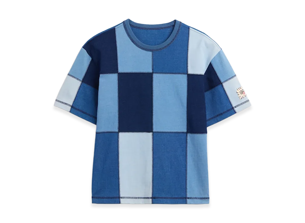 Gap x Sean Wotherspoon Indigo Patchwork Cropped T-Shirt "Rinse Wash Indigo"