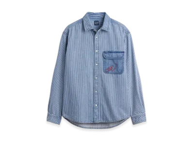 Gap x Sean Wotherspoon Relaxed Fit Railroad Denim Shirt "Blue Railroad Stripe"