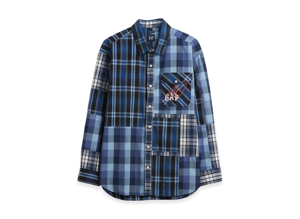 Gap x Sean Wotherspoon Oversized Patchwork Plaid Logo Shirt "Vintage Patchwork"