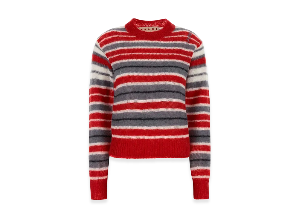 MARNI Women's Embroidered Mohair Blend Sweater "Stripped"