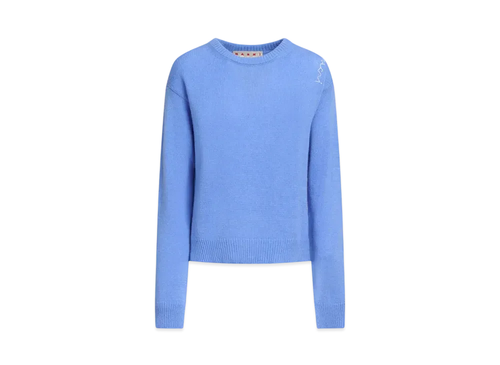 Marni Women's Indigo Boxy Cashmere Jumper with Marni Women's Symbol "Blue Lilac"