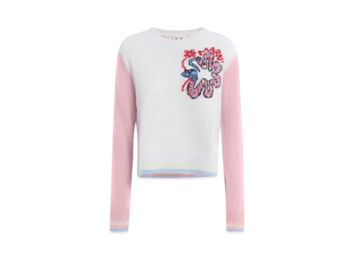 Marni Women's Wool Jumper with Jacquard Snake "Ivory"