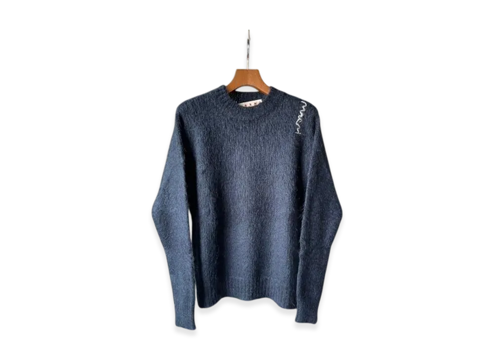 MARNI Round Neck Knitted Sweater "Midnight"