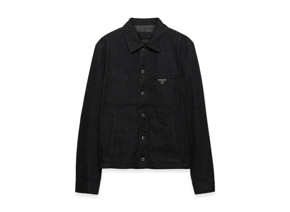 PRADA Chevron Denim Blouson Jacket "Black"