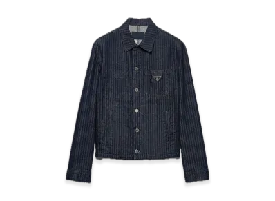 PRADA Chevron Denim Blouson Jacket "Navy"