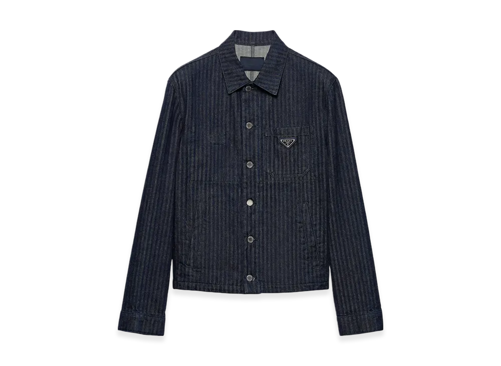 PRADA Chevron Denim Blouson Jacket "Navy"