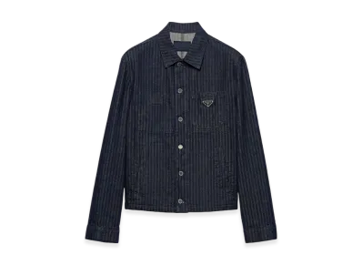 PRADA Chevron Denim Blouson Jacket "Navy"