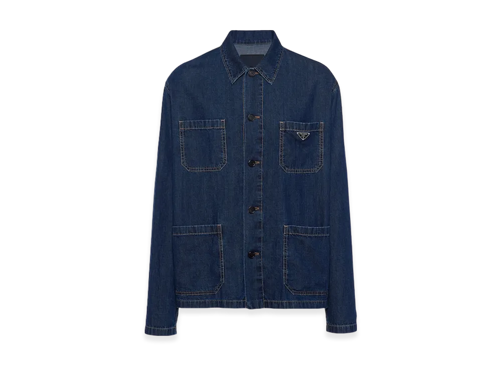 PRADA Light Denim Blouson Jacket "Navy"