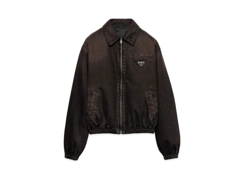 PRADA Men's Padded Denim Blouson Jacket "Brown"