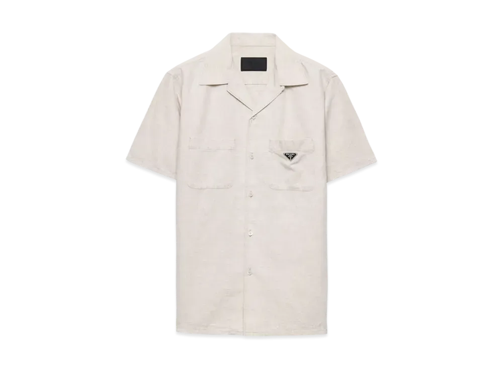 PRADA Men's Short-Sleeved Chambray Shirt "Natural"