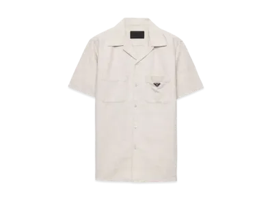 PRADA Men's Short-Sleeved Chambray Shirt "Natural"