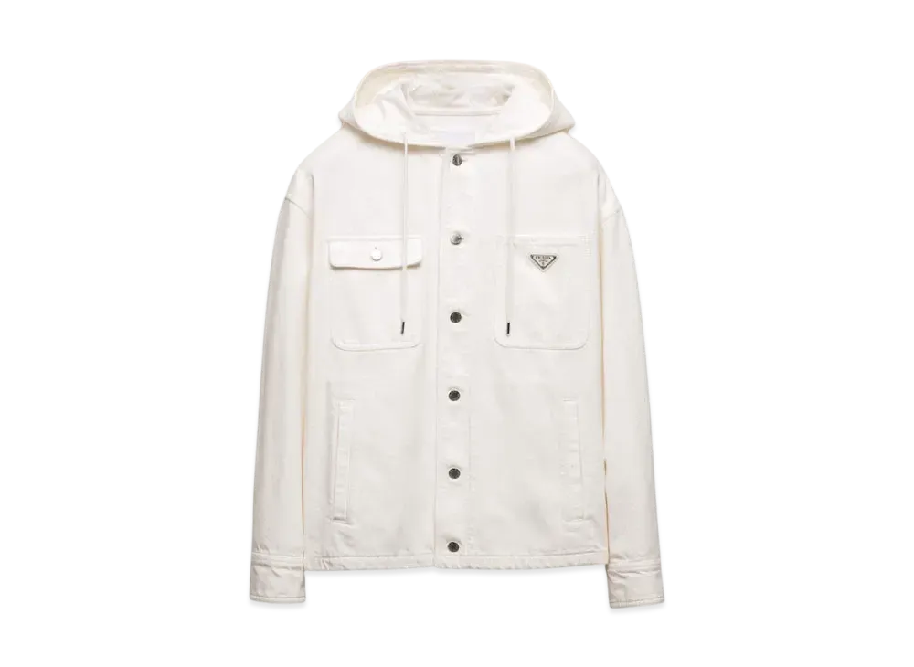 PRADA Men's Hooded Denim Shirt "White"