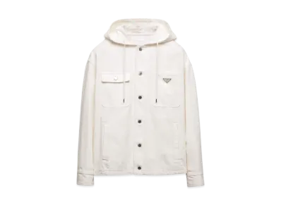 PRADA Men's Hooded Denim Shirt "White"