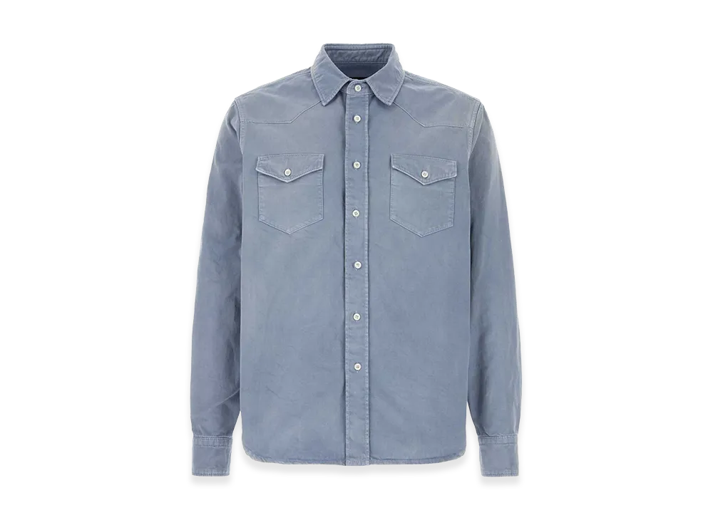PRADA Washed Gabardine Vintage-Effect Shirt "Gray"