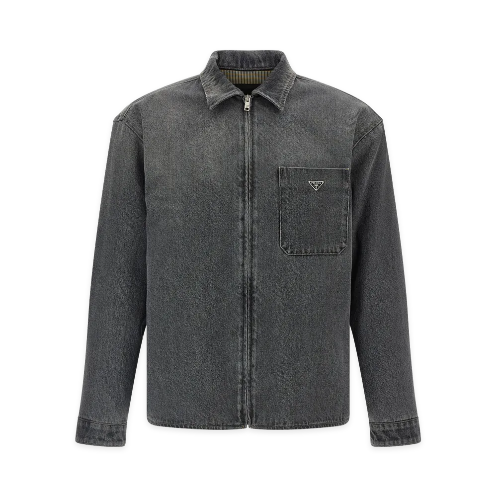 PRADA Denim Shirt With Zip "Black"