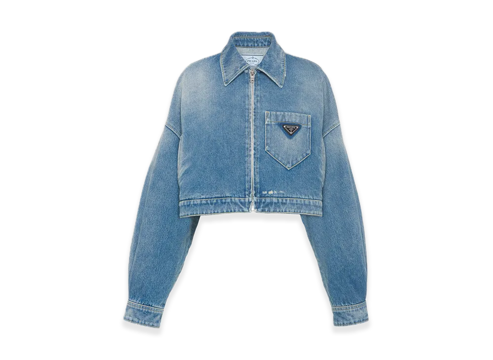 PRADA Organic Denim Cropped Jacket "Navy"