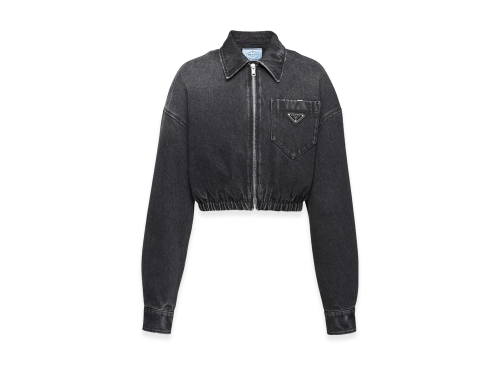 PRADA Women's Denim Blouson Jacket "Black"