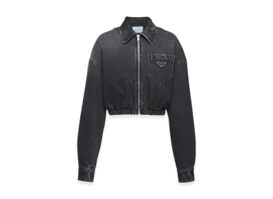PRADA Women's Denim Blouson Jacket "Black"