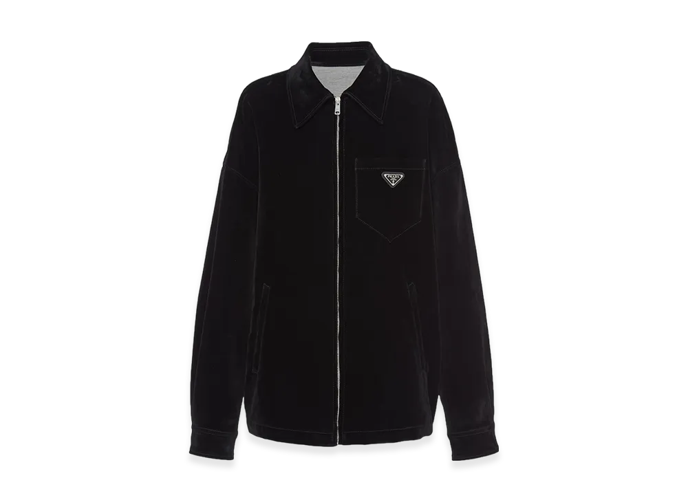 PRADA Women's Velvet Denim Blouson Jacket "Black"