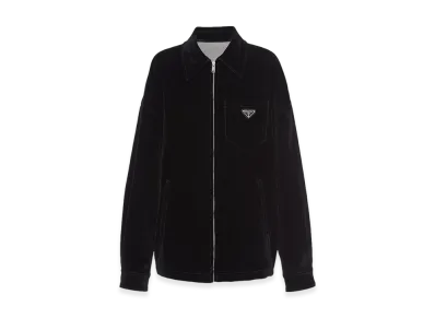 PRADA Women's Velvet Denim Blouson Jacket "Black"
