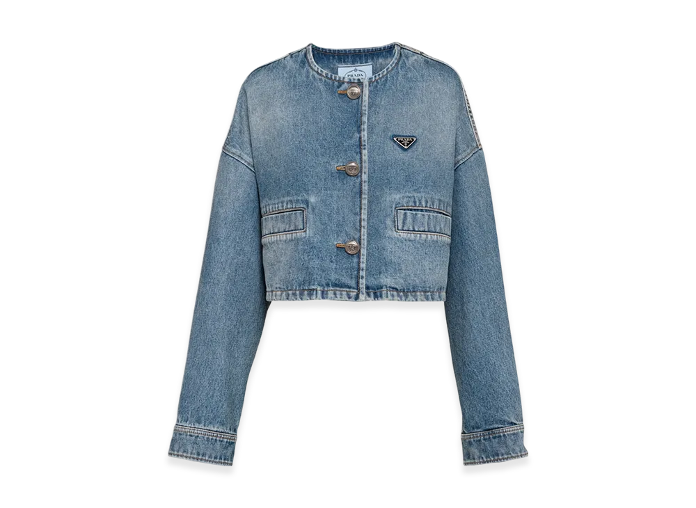 PRADA Women's Denim Blouson Jacket "Sky Blue"
